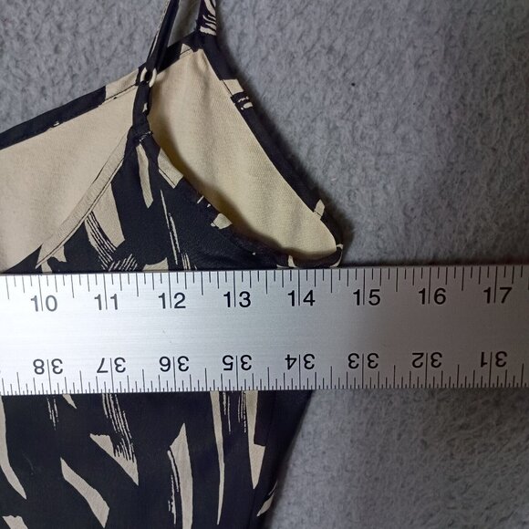 The Limited Slip Dress Women 2 Black Beige Floral 100% Silk Maxi Spaghetti Y2K - Picture 8 of 12